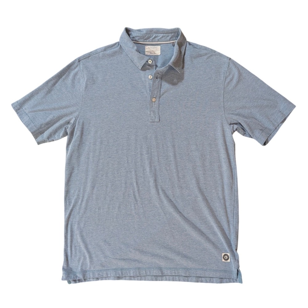 Linksoul Polo Shirt Mens L Blue Tempus Fugit Short Sleeve Golf Casual Minimalist